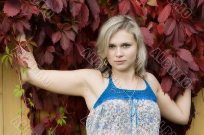 Portrait in red leaves