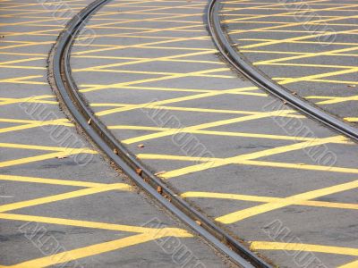 Tram rails. Crossing