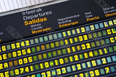 Departures board at airport