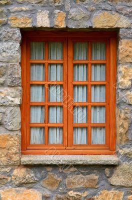 Wooden rustic vertical window