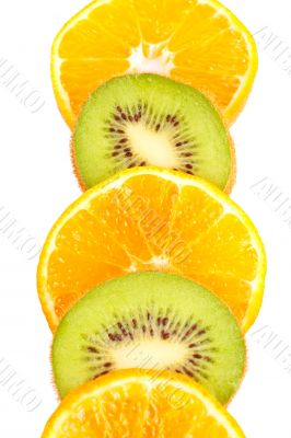 Oranges and kiwis slices