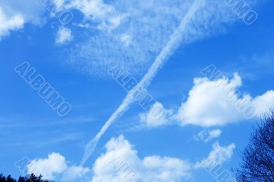 a line in the blue sky