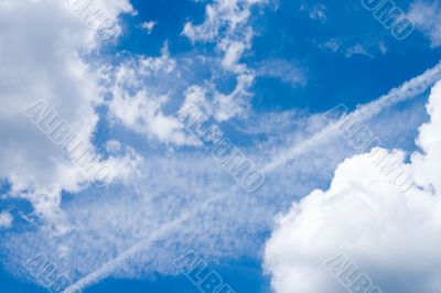 a white line between clouds