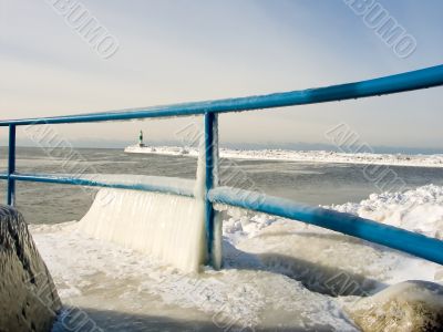 Lake Channel Marker Light in Winter