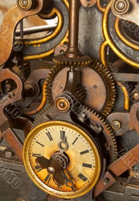 The machinery of old and dirty clock