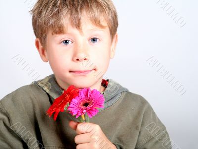 boy with flowers