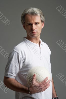 portrait of sporty man and the ball