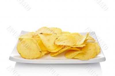 Potato chips on a dish