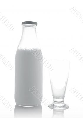 Glass and bottle of fresh milk