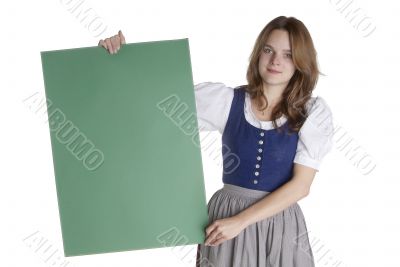 woman with empty poster