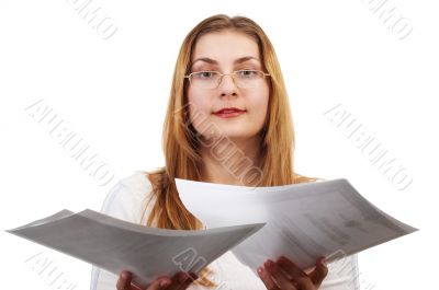 Girl with papers