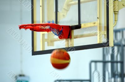 Basketball swishing through the hoop