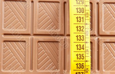 Chocolate bar and tape measure