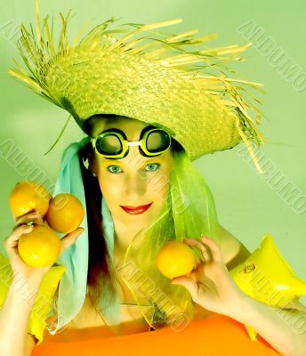 crazy woman with oranges