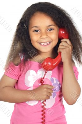 girl speaking on the telephone