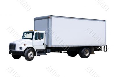 White Delivery Truck isolated