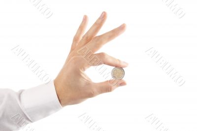 holding coin