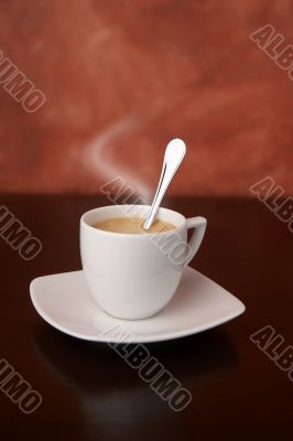 steaming cappuccino close