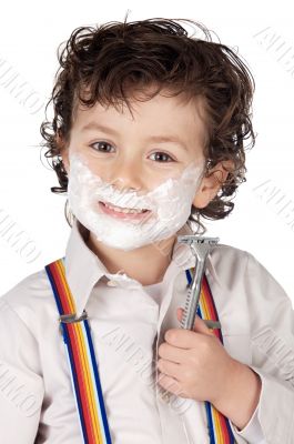 adorable child shaving