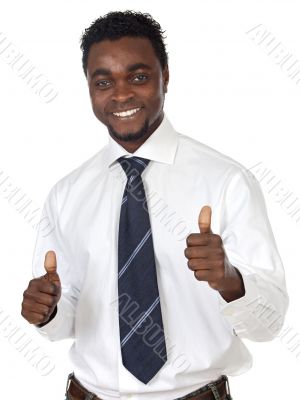 attractive businessman celebrating a triumph