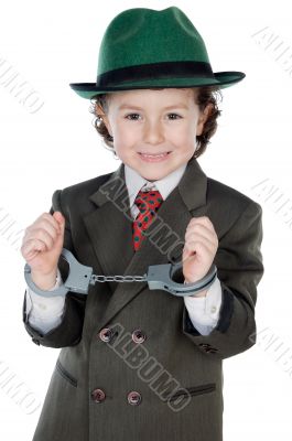 adorable boy dressed gangster