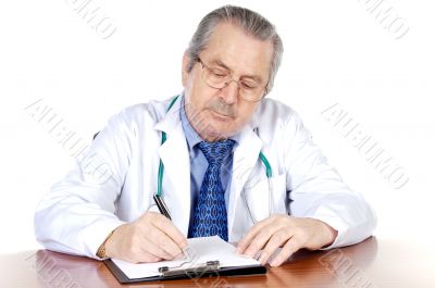 seniors doctor writing