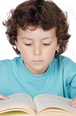 Adorable boy studying