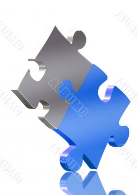 balancing blue and silver puzzle pieces