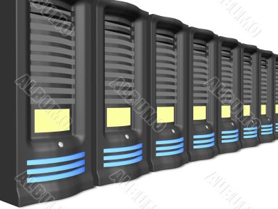 business servers in a line