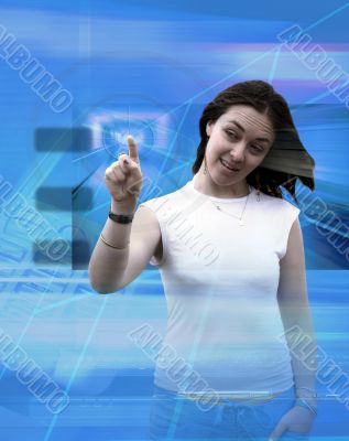 blue technological girl