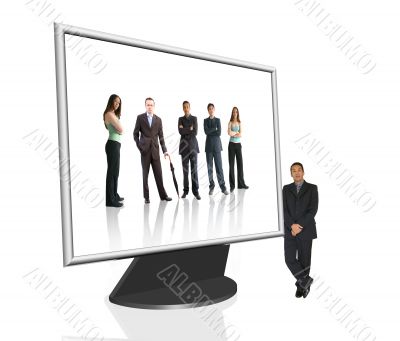 Business computer screen - online team