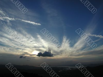 Blue sky cloud and sun