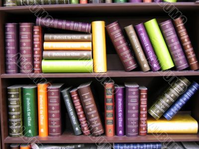 Antique books on bookshelf
