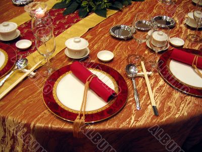 Chinese wedding banquet table setting