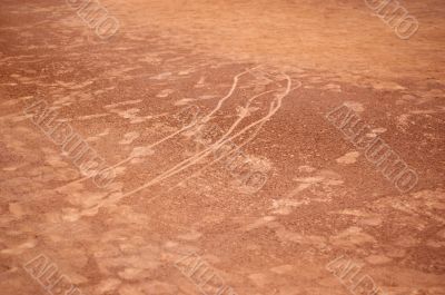 tennis court surface. selective focus.