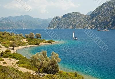 Turquoise Landscape with Yachts