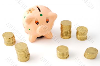 currencies in a money box