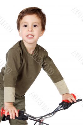 adorable boy cycling