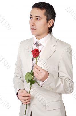 Attractive young man giving a love gift