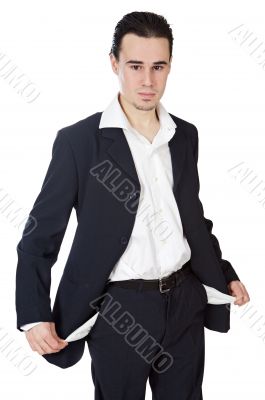 young businessman in the ruin