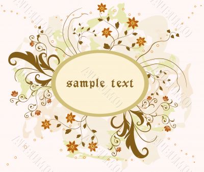 Floral background with frame - vector