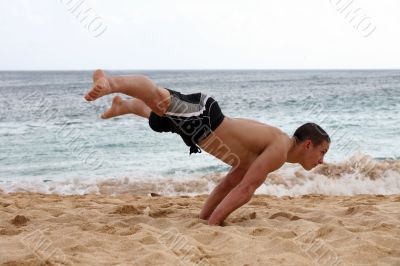 Handstand on the beach