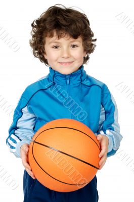 adorable child playing the basketball