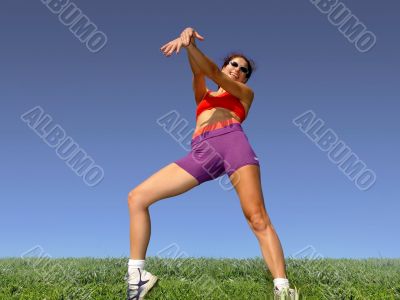 Girl exercising outdoors