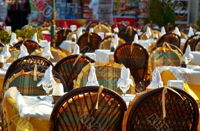 Empty outdoor restaurant