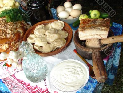 Traditional Ukrainian festive dinner meals