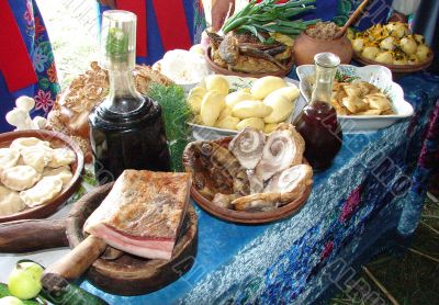 Traditional Ukrainian festive dinner meals