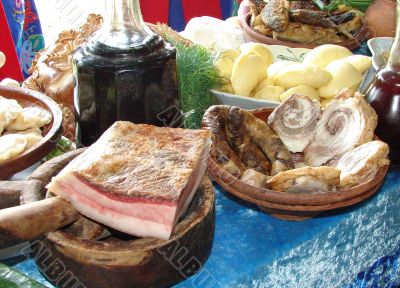 Traditional Ukrainian festive dinner meals