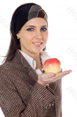 attractive girl with apple in the hand