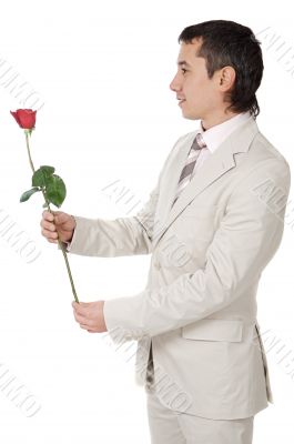 Attractive young man giving a love gift